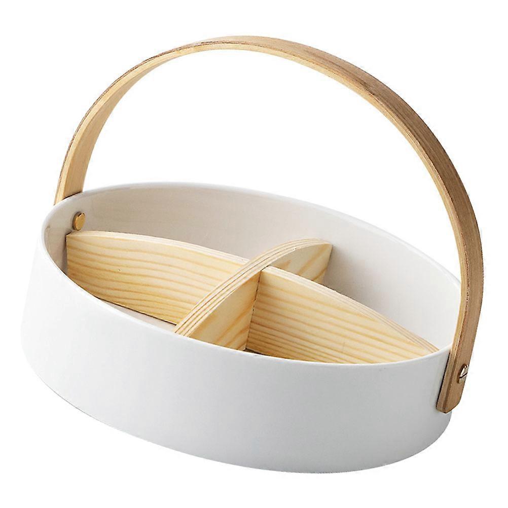 White Ceramic Candy Plate with Storage Compartments for Home Use Durability and Beauty
