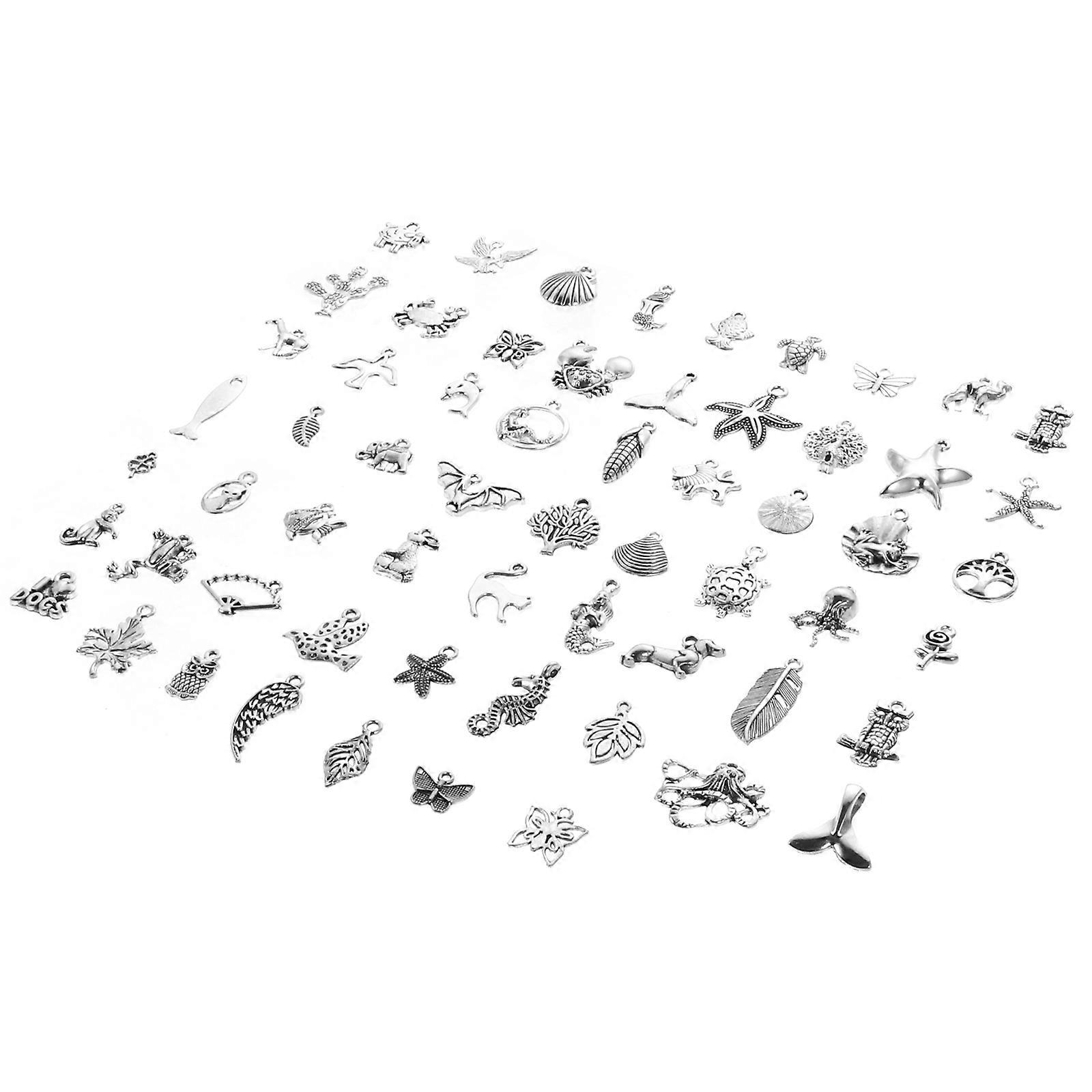 60Pcs Various Shaped Elegant Alloy Charms For DIY Jewelry Making Ideal For Craft Projects