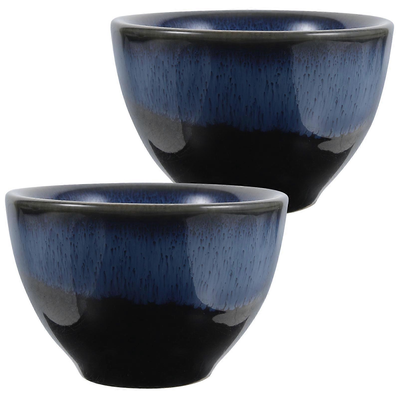 Ceramic Sake Cups 2Pcs Blue Sake Cups for Storage Use and Craftsmanship