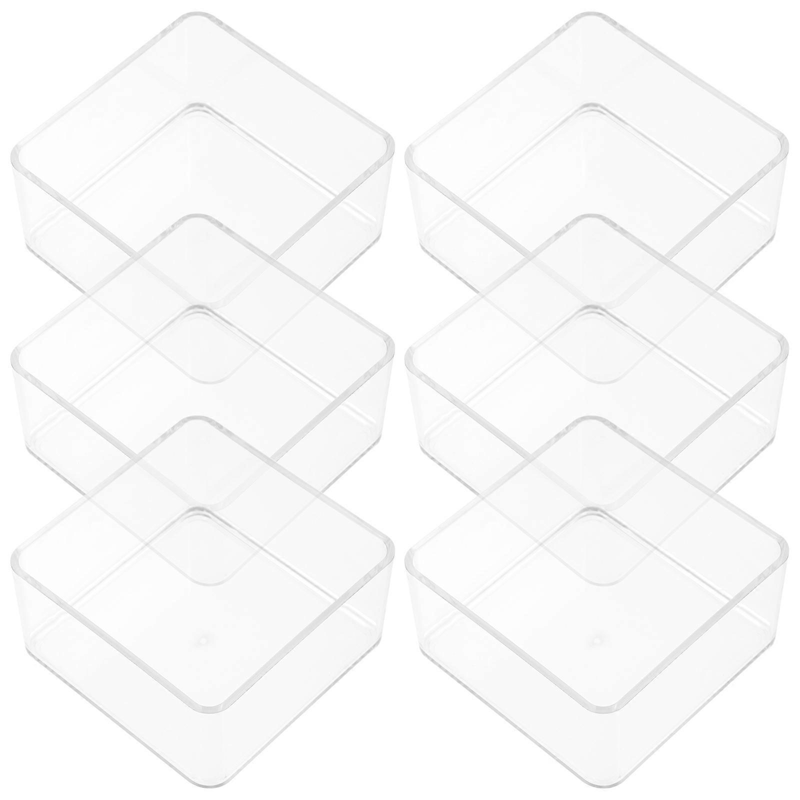 Clear Plastic Storage Drawers For Simplified Organization In Desktop And Cabinet Uses 6Pcs Square Shape
