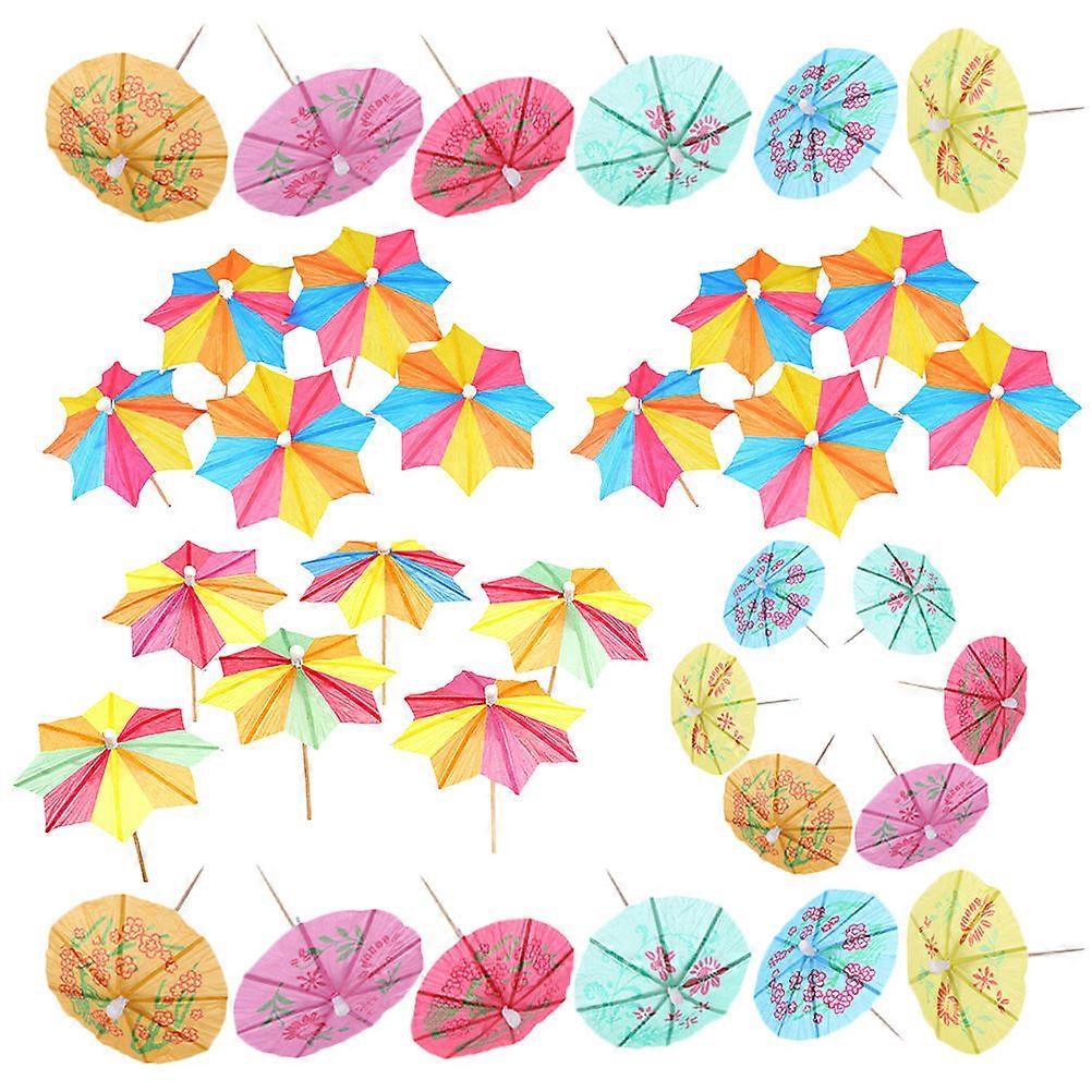 Cocktail Umbrella Sticks Decorations Dessert Picks for Drinks Assorted Color Paper 70 Pieces