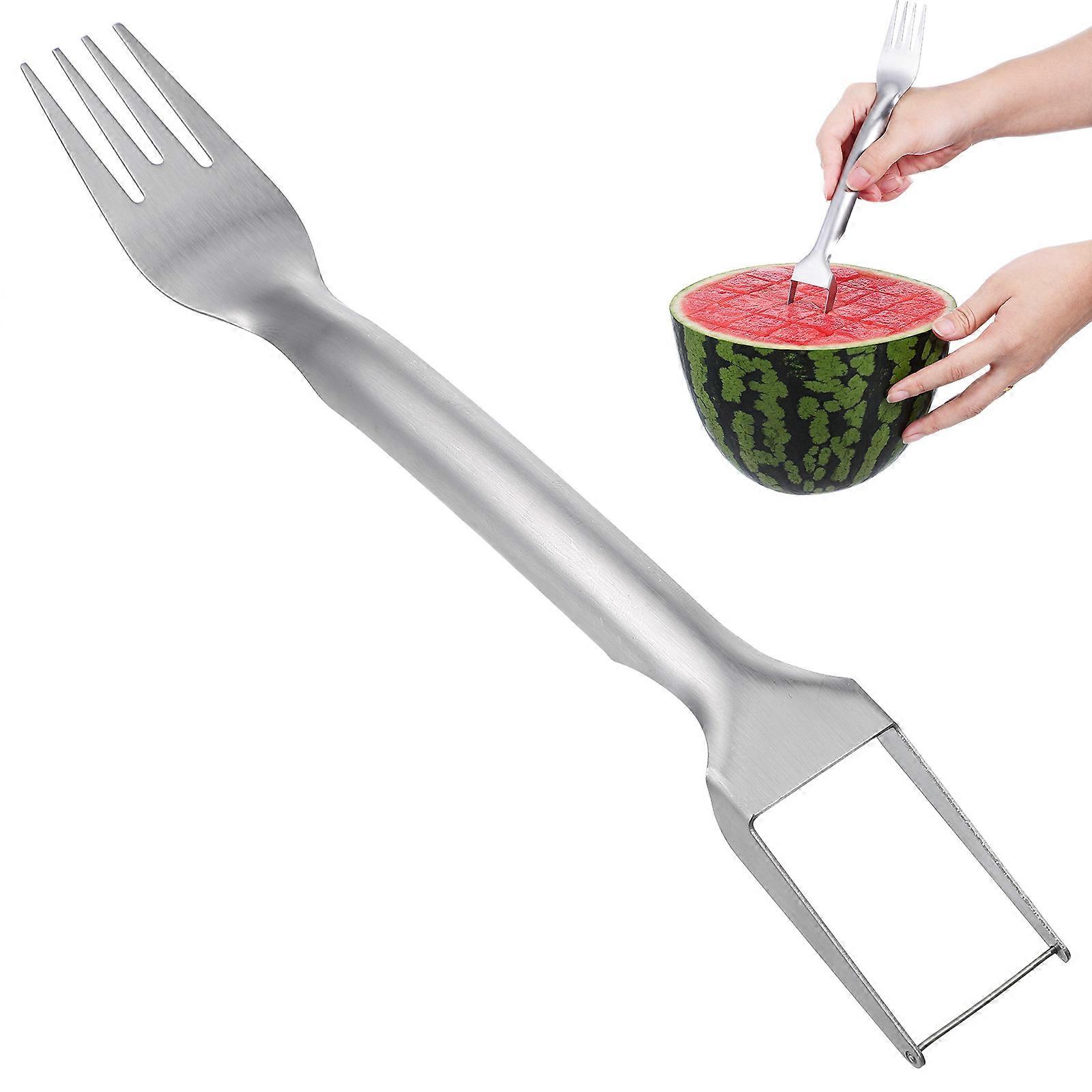 Stainless Steel Watermelon Fork Cutting Tool For Home Use In Silver Color With Multipurpose Design 1Set