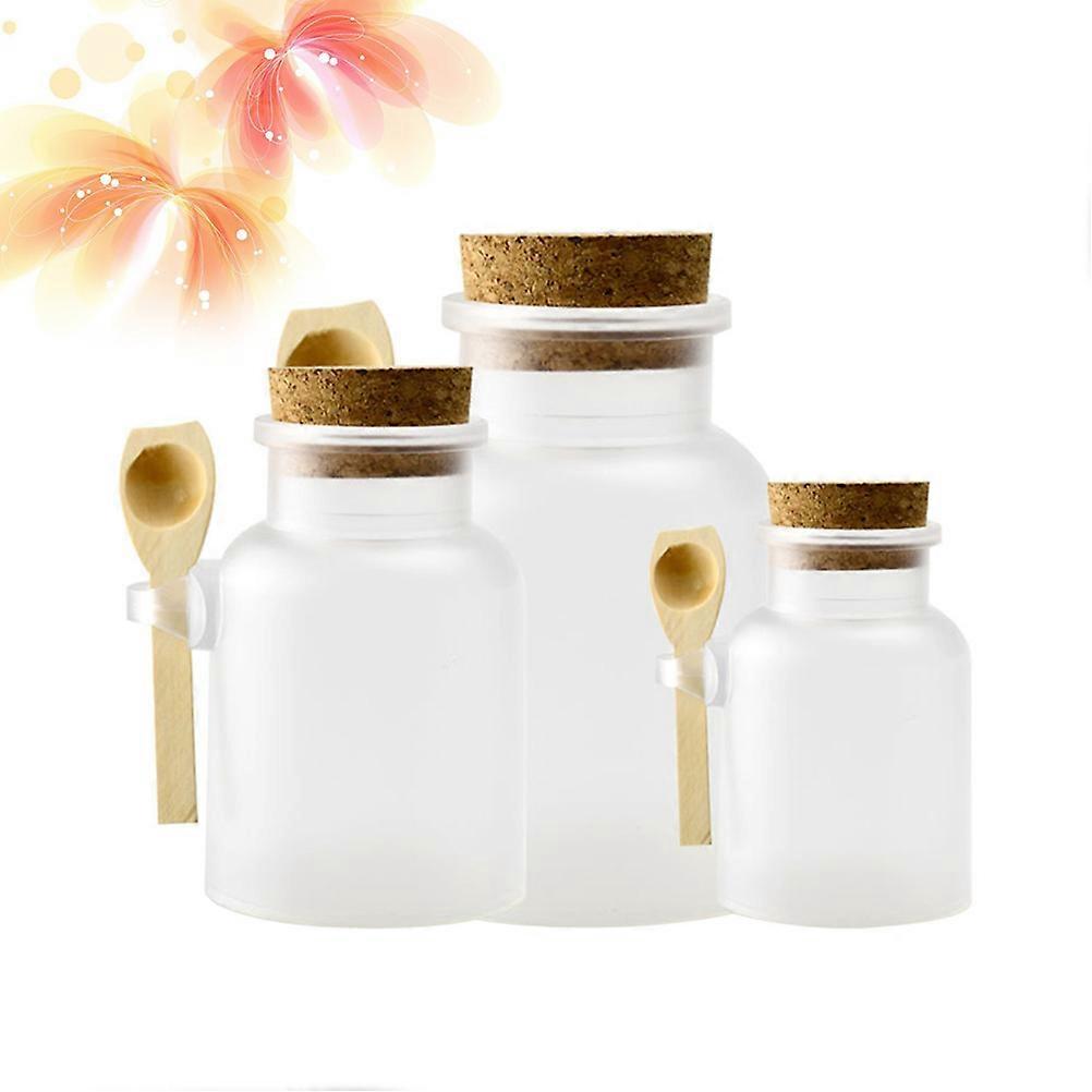 スパイス保管用コルク付きつや消しペットボトル ABS 材質には木製スプーン 100 200 300ml が含まれています