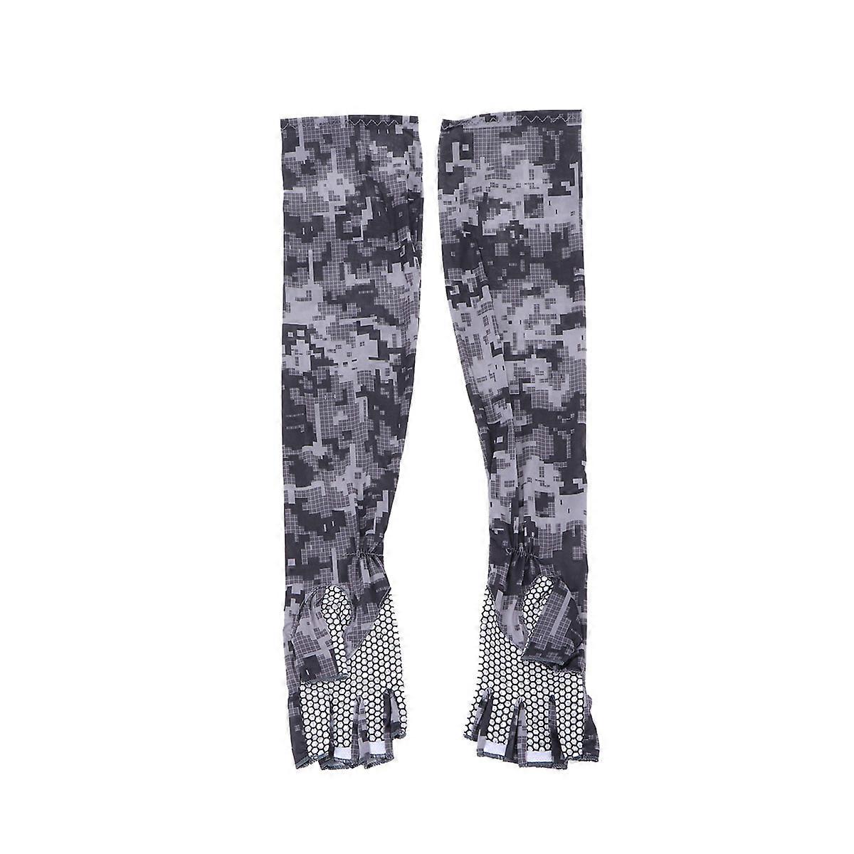 Cooling Grey UV Arm Sleeves For Fishing Golfing Cycling Made With Durable Stretchy Ice Silk 1Pair