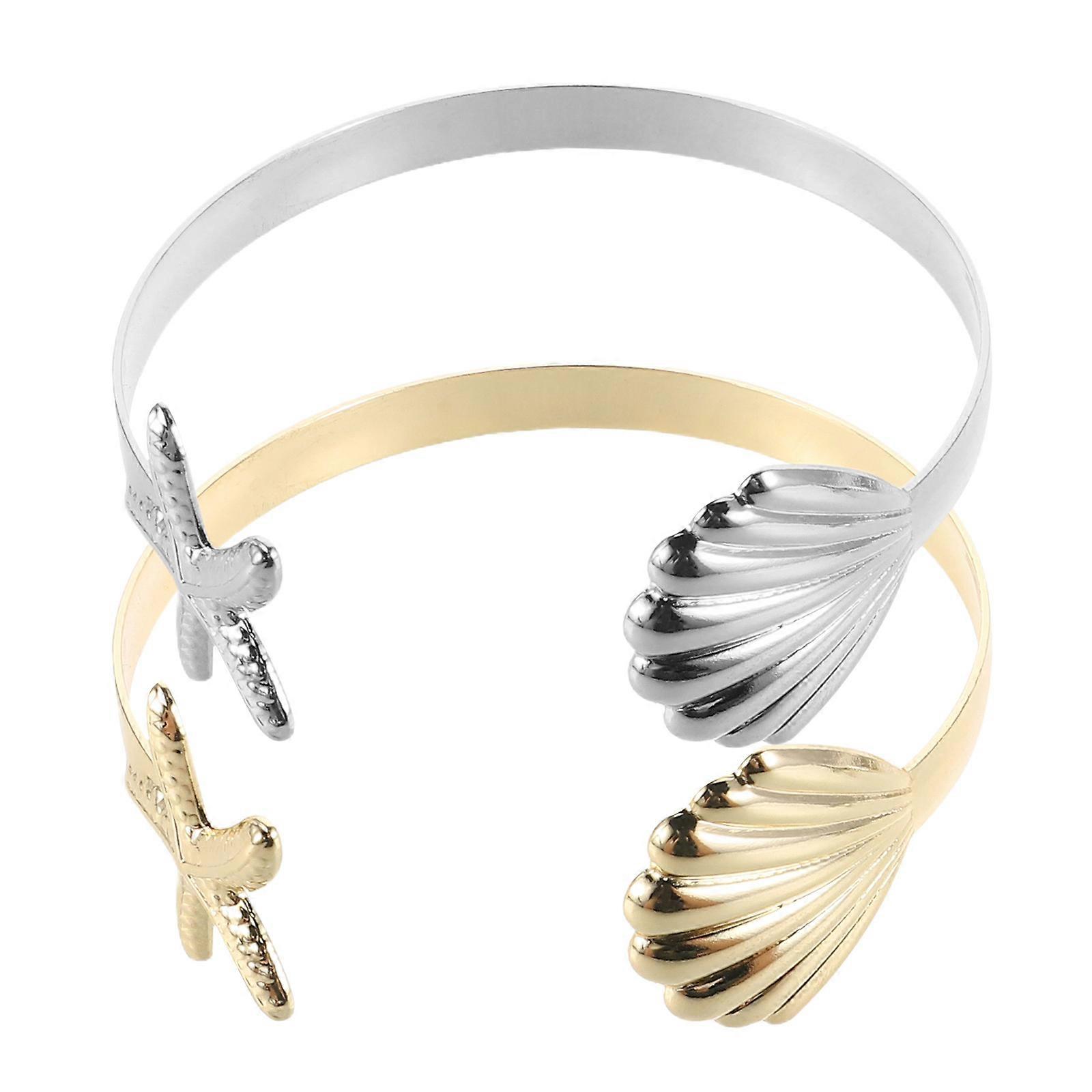 Chunky Open Bangle Set for Women – Seashell Design for Boho Parties & Summer Beach Wear