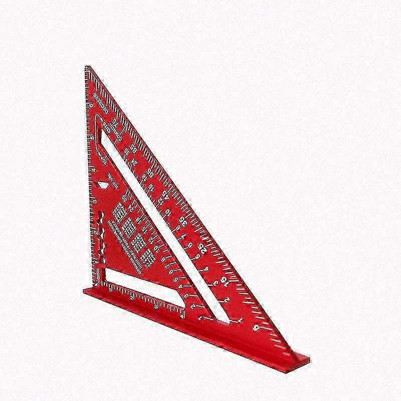 7-Inch Metric Protractor Triangle Ruler, Durable Aluminum Alloy Construction for Woodworking (Red)