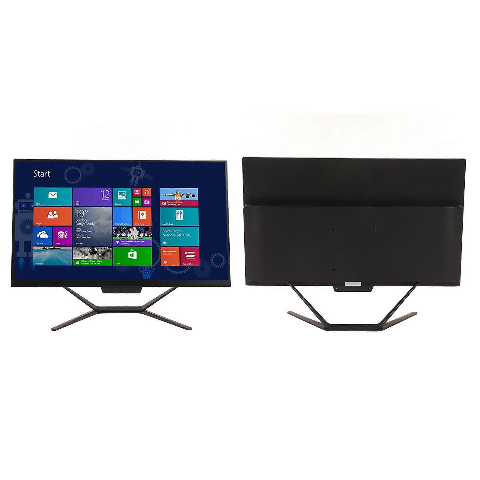23.8in All In One Desktop Black Touchable for Intel CPU 1920x1080 HD Large Screen for Windows10 with Camera 100‑240V 8G 64G UK Plug