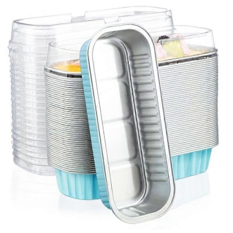Aluminum Foil Bread Pan, 50-Pcs Disposable Mini Pan With Lid, Small Lunch Box, Baking Cups, Dessert Pan Containers