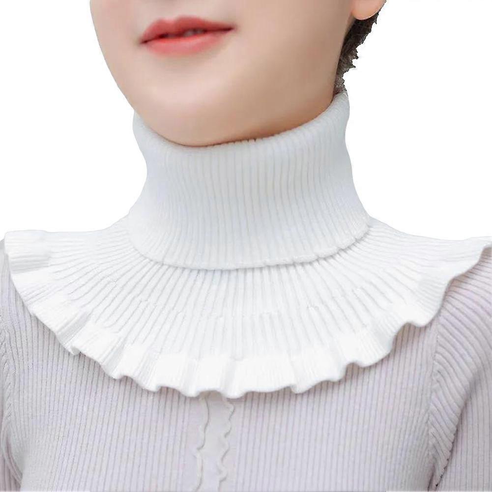 Womens Turtleneck Ribbed Knitted False Collar Ruffles Wrap Scarf New Prof