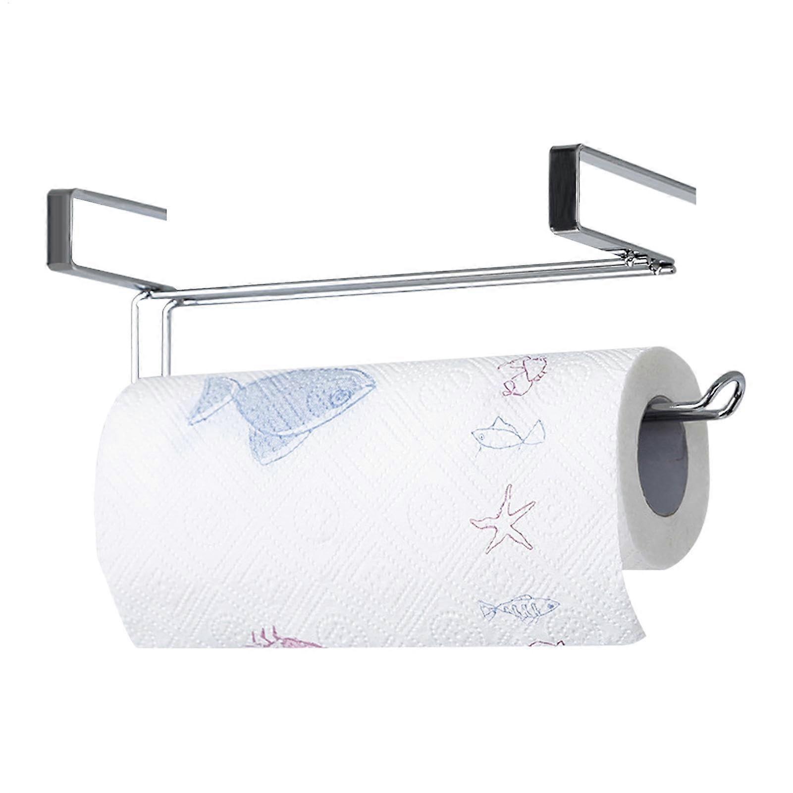 UnderCabinet Paper Towel Holder, NoDrill Tissue Organizer Rack, SpaceSaving Hanging Shelf