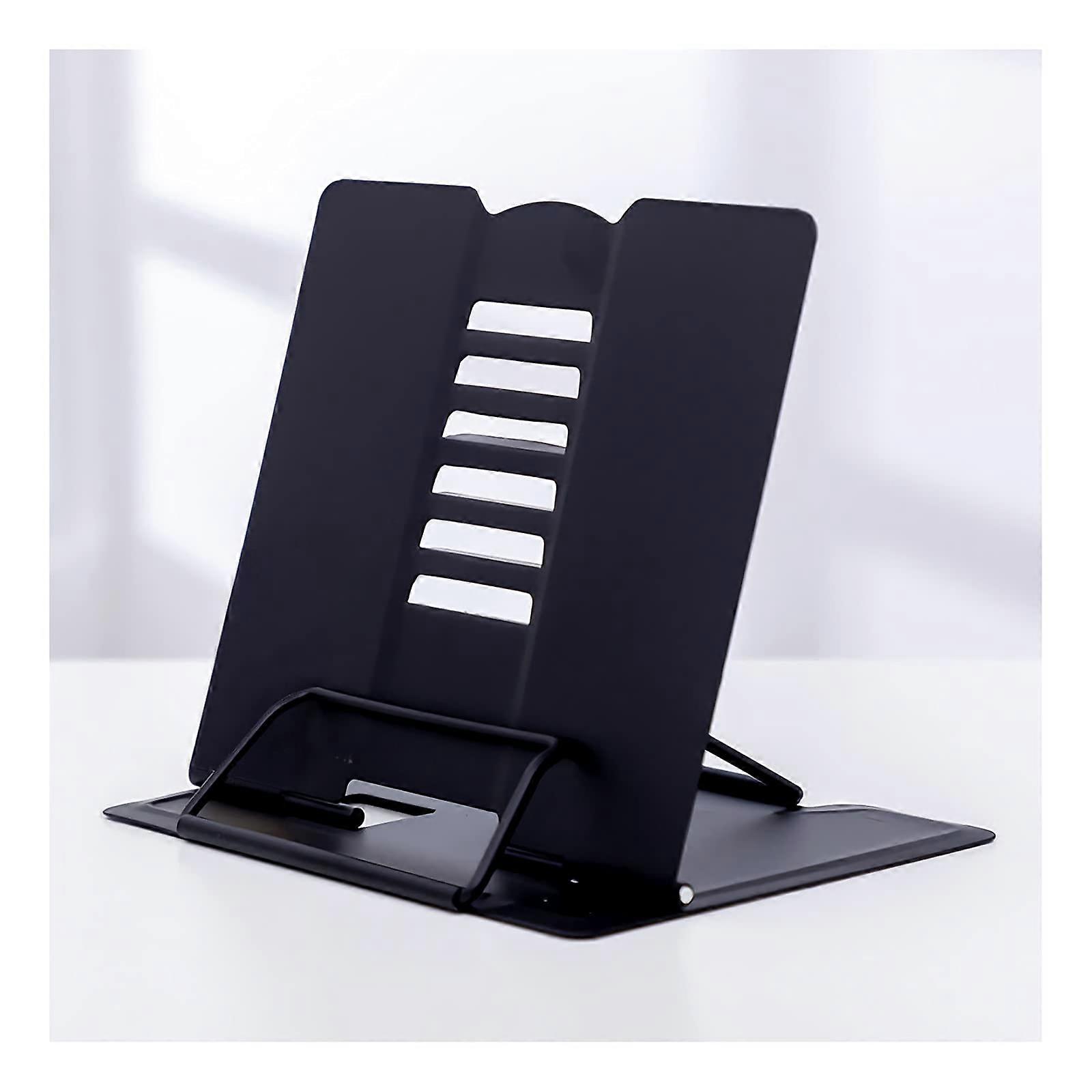 Book stand Bookkeeper Desktop book stand Metal document holder for textbookmagazinetablet with 6 adjustable positions (Black)