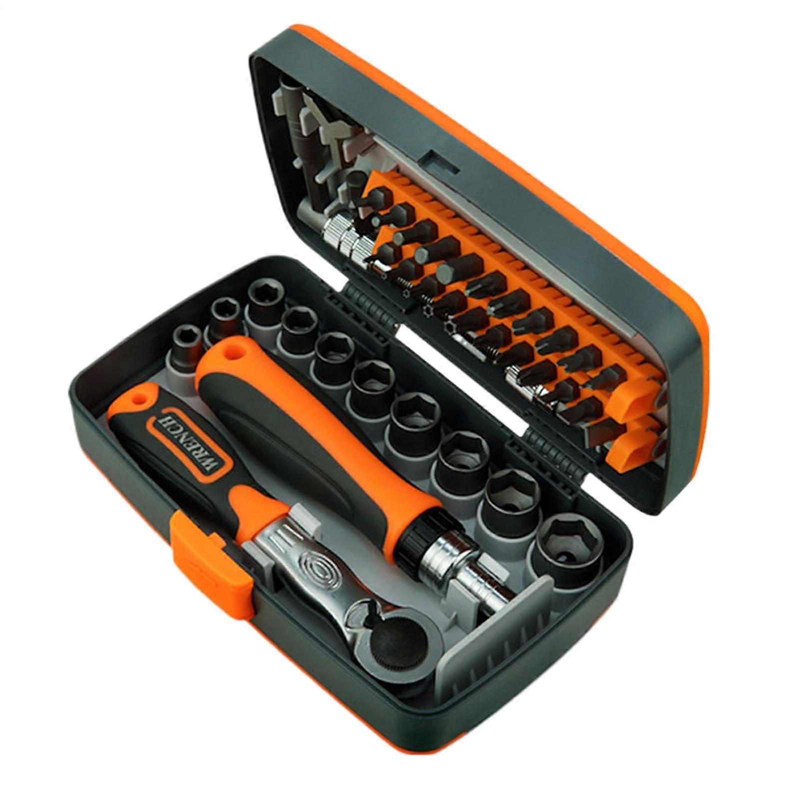 Ratchet Screwdriver 38 in 1 Ratcheting Screw Driver, 10 Sockets 22 Bits for Electronics Automotive Home