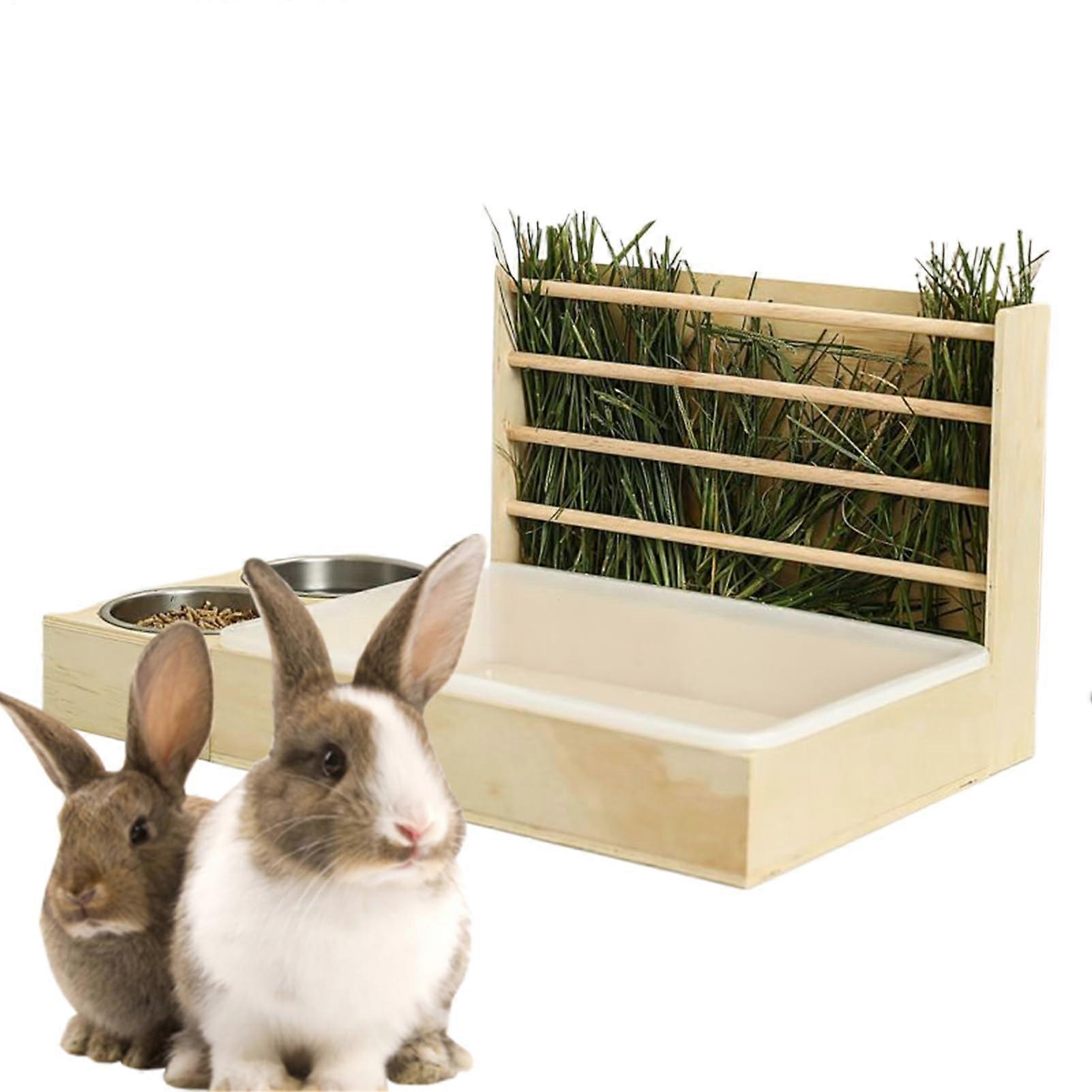 Hay for Rabbits, Multi-Functional Feed Bowl and Litter Box for Small Pets, Compatible with Small Animal Cages