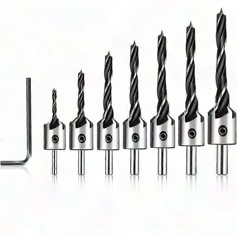 Hex Shank Countersink Drill Bits Set 3-10mm Wood Chamfering Tool for Carpentry