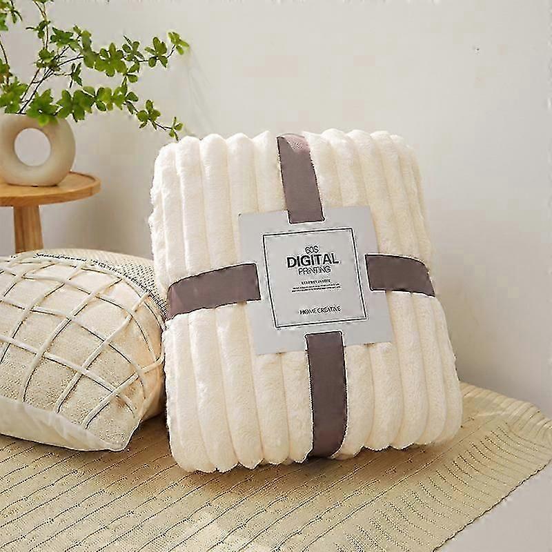 1PC Solid Color Warm Thickened Car Plush Double-Sided Rabbit Fleece Blanket Office Pet Blanket Super-Soft