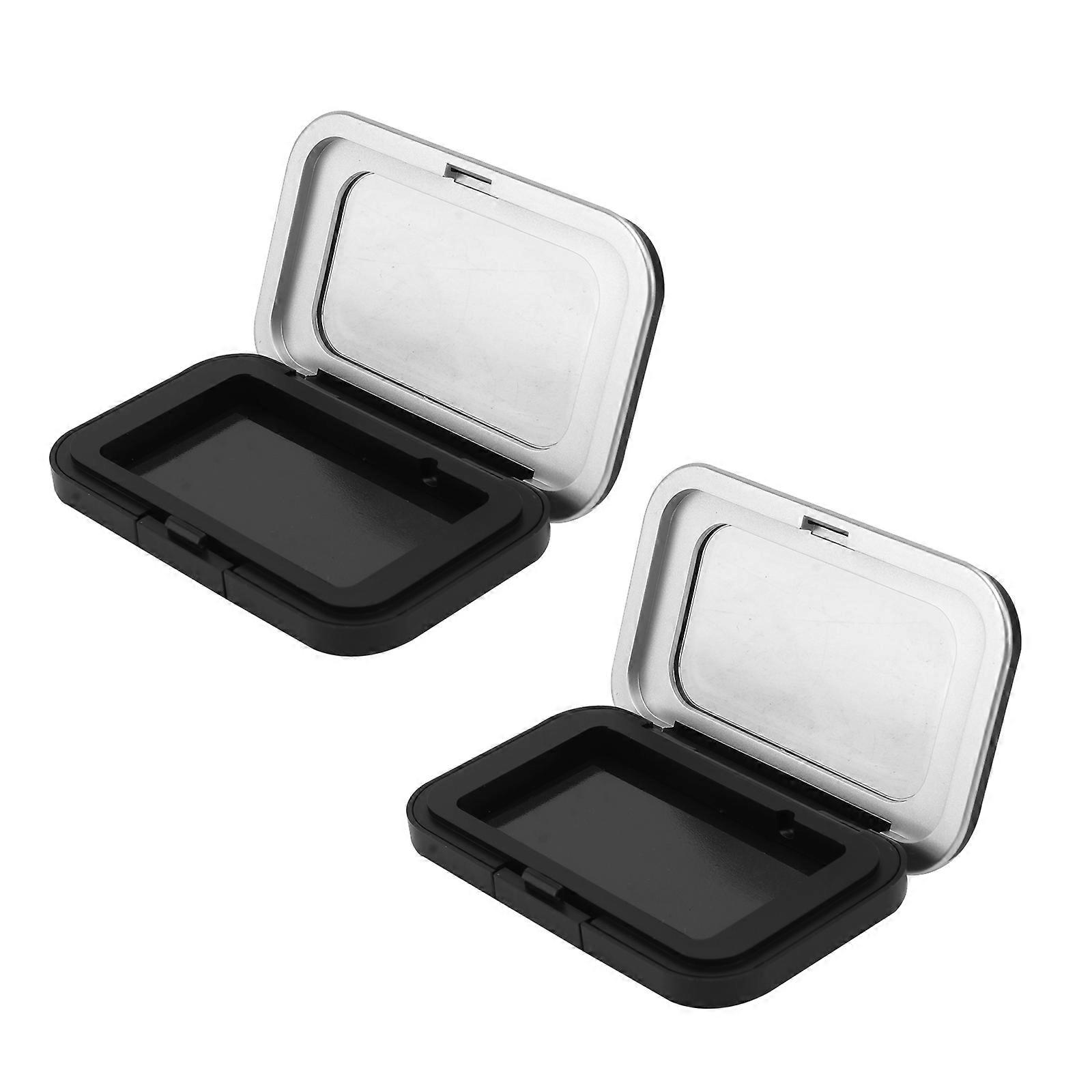 2pcs Magnetic Eyeshadow Palette Empty Makeup Container Travel Sized Black Plastic Case for Eye Shadow Storage