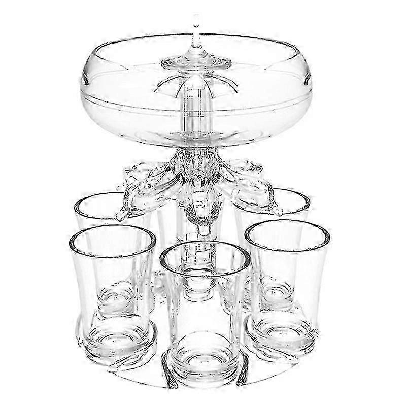 1 Set Shatterproof Acrylic 6-Shot Wine Dispenser with 6 Cups - BPA-Free Food Grade Beverage Serving Tool for Parties