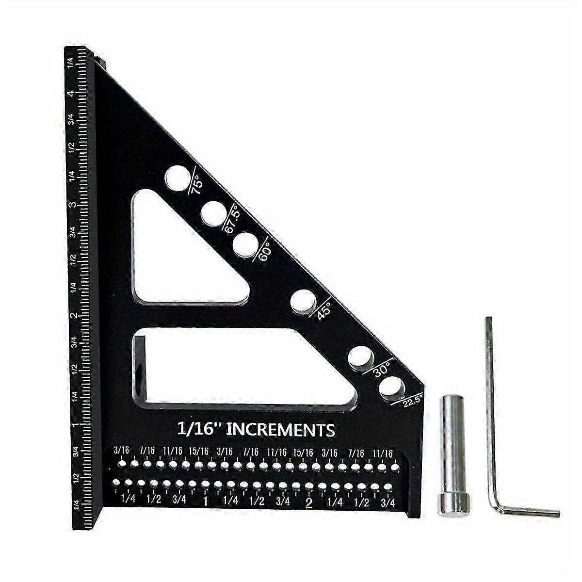 Aluminum Miter Triangle Ruler with Enhanced Hole Scriber - Multi-Angle Woodworking Square Protractor for Craftmen