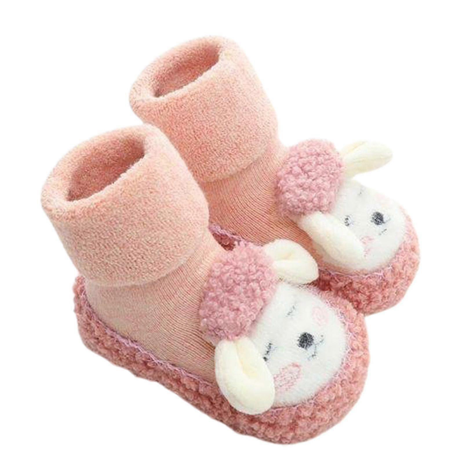 Baby winter floor shoes with plush cartoon sheep patterns, non-slip and warm