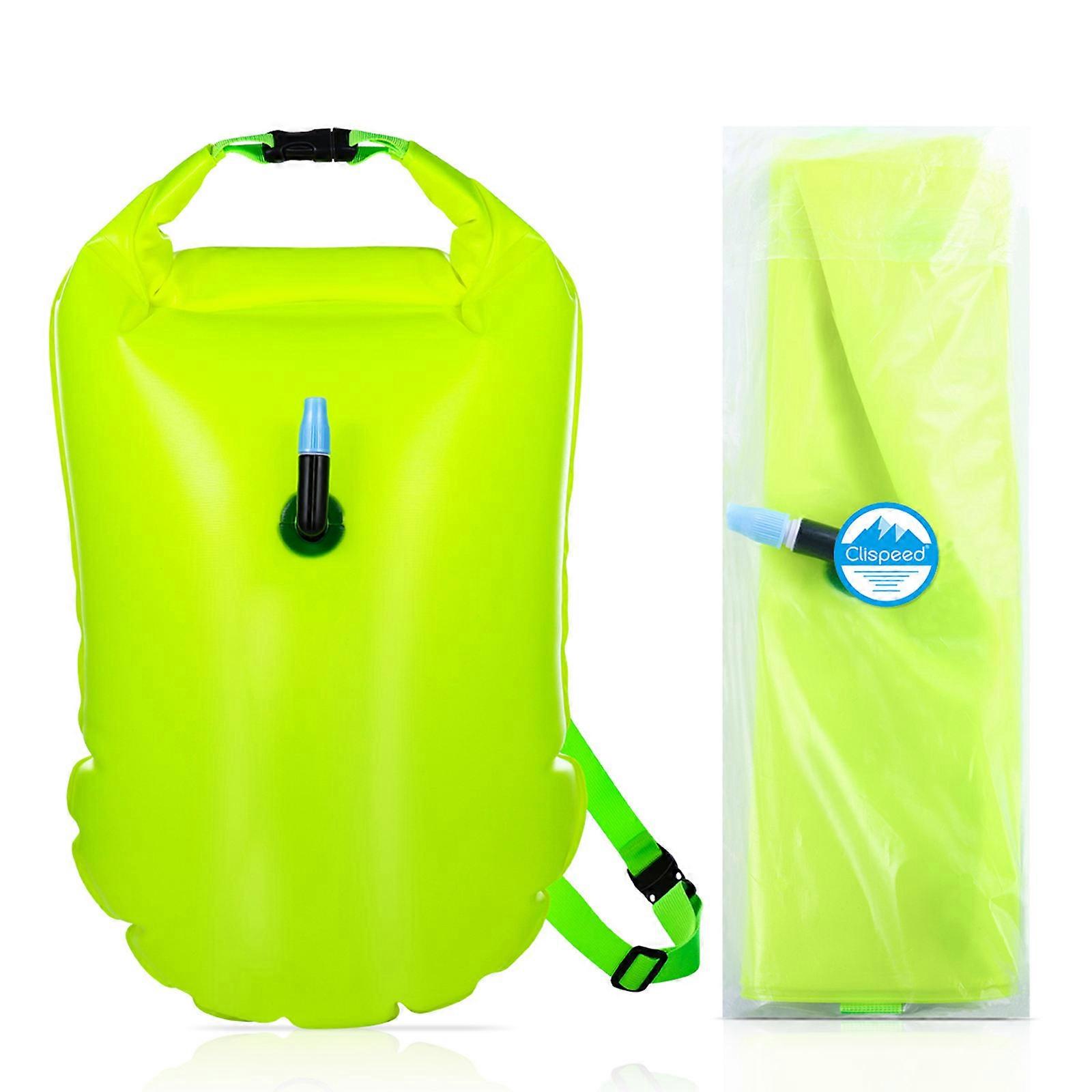 Swimming Buoy Clispeed Inflatable Safety Float For Snorkeling Adults 1Set Fluorescent Green