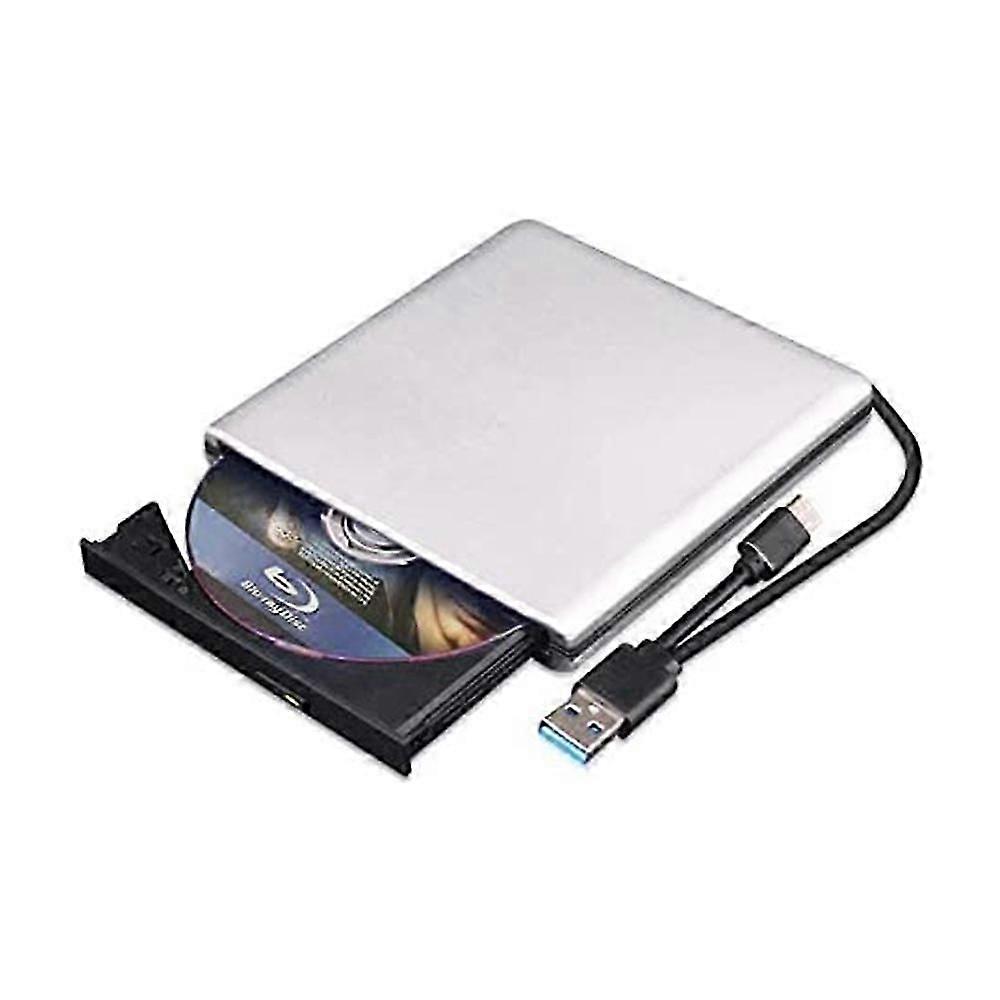 Lettore DVD Blu Ray portatile multifunzionale, interfaccia ad alta velocità Unità Blu Ray esterna 3D con USB 3.0 e Type-C per Windows MacOS