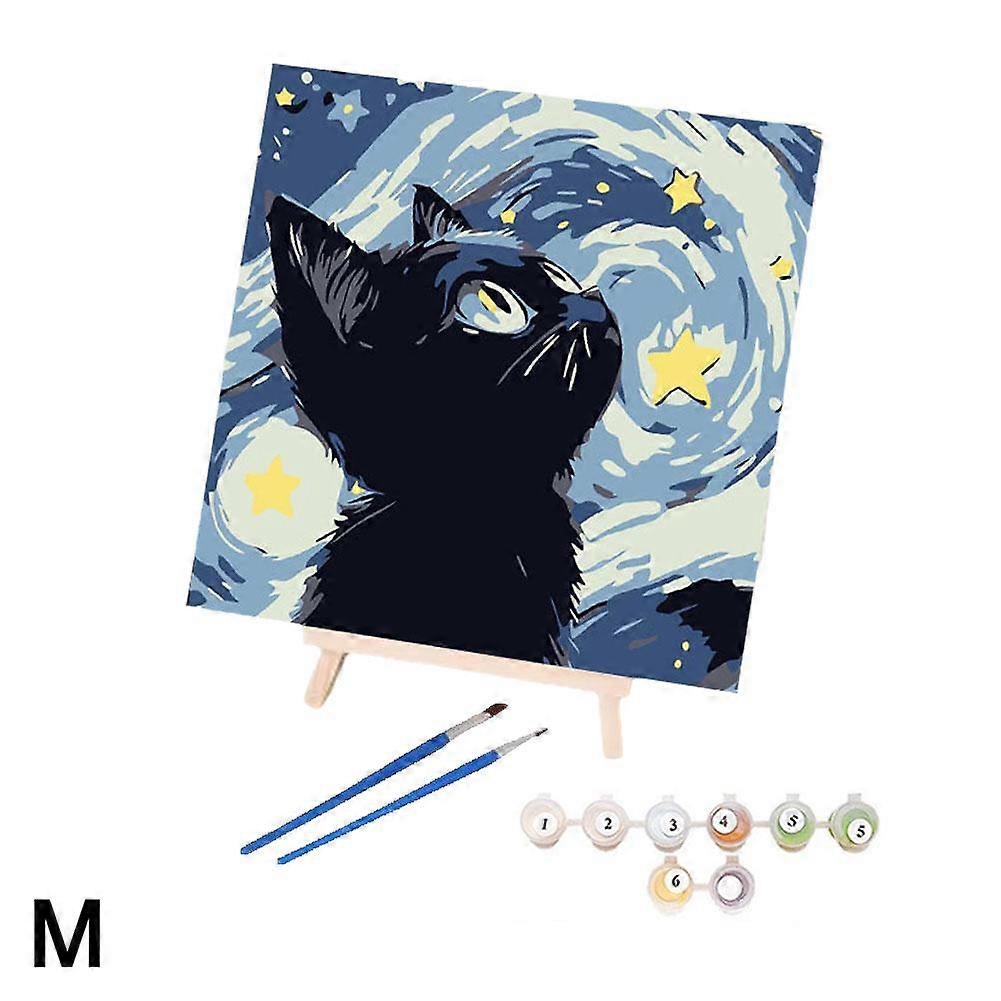 Digital Oil Painting Kit 20x20cm Complete DIY Art Set With Brushes Paints No Easel Needed