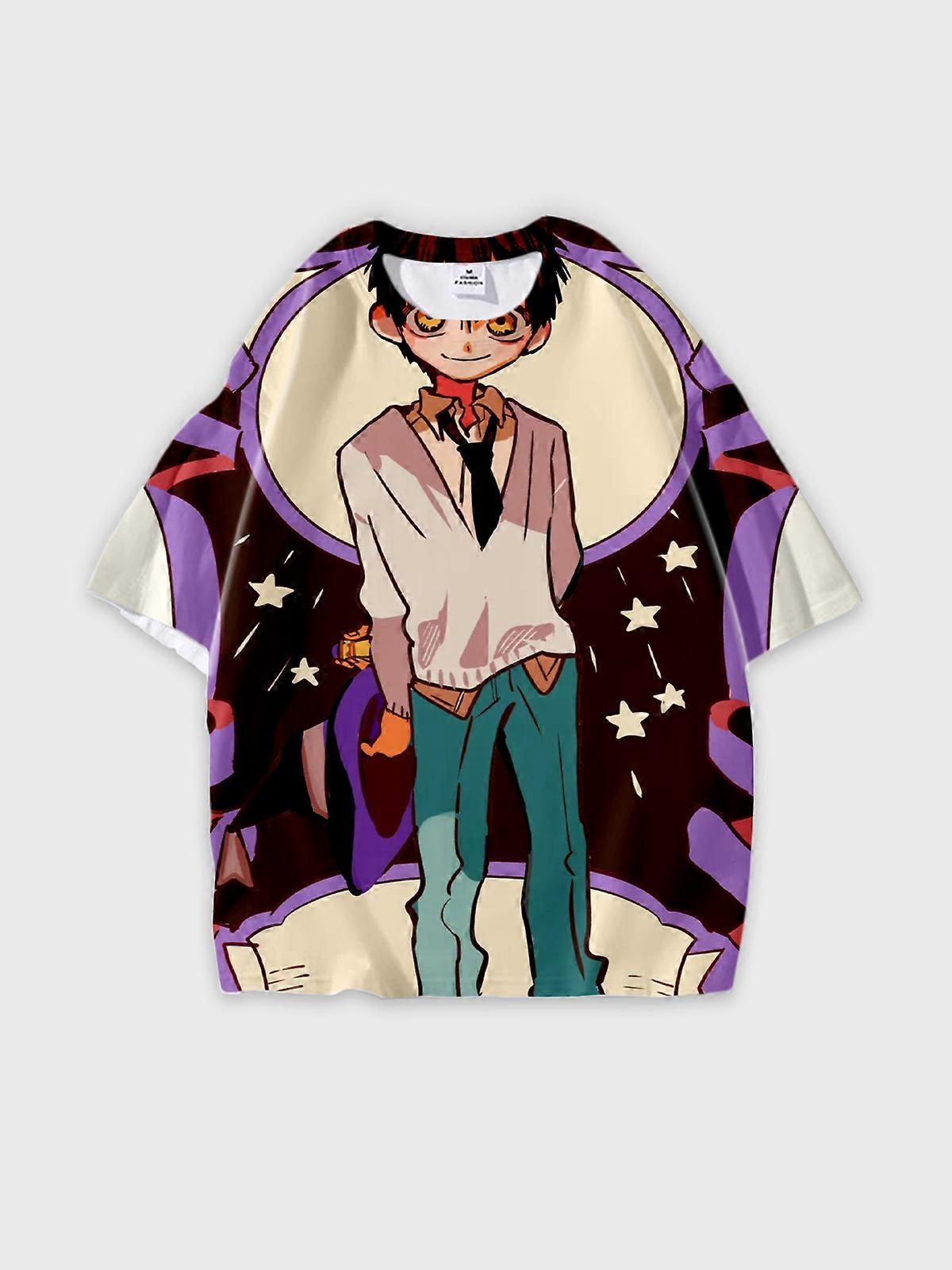 T-Shirt Round Neck, Loose Short Sleeve Toilet-bound Hanako-kun Graphic Tee, Unisex Summer Casual Top W3129