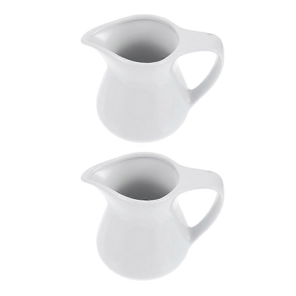 White Ceramic Milk Pitcher Coffee Latte Art Cup for Serving 2Pcs