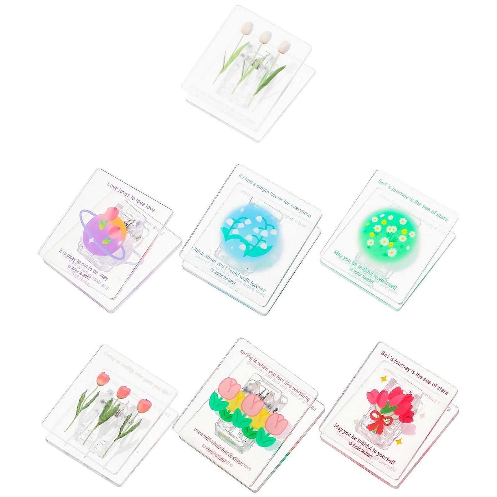 Household Paper Clip 7Pcs Flower Pattern Clamps for Daily Use in Assorted Colors