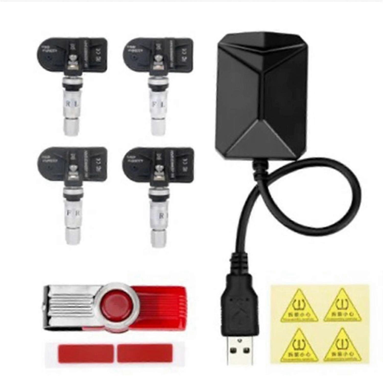 Android Navigation TPMS mit 4 Sensoren Alarmanlage USB Android Auto TPMS Wireless Mission Reifen