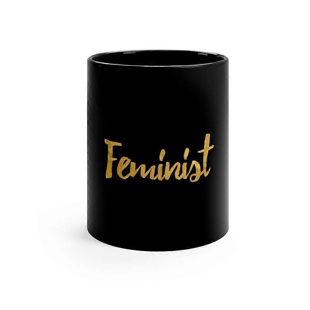 Feminist Gold Script 11oz Black Mug