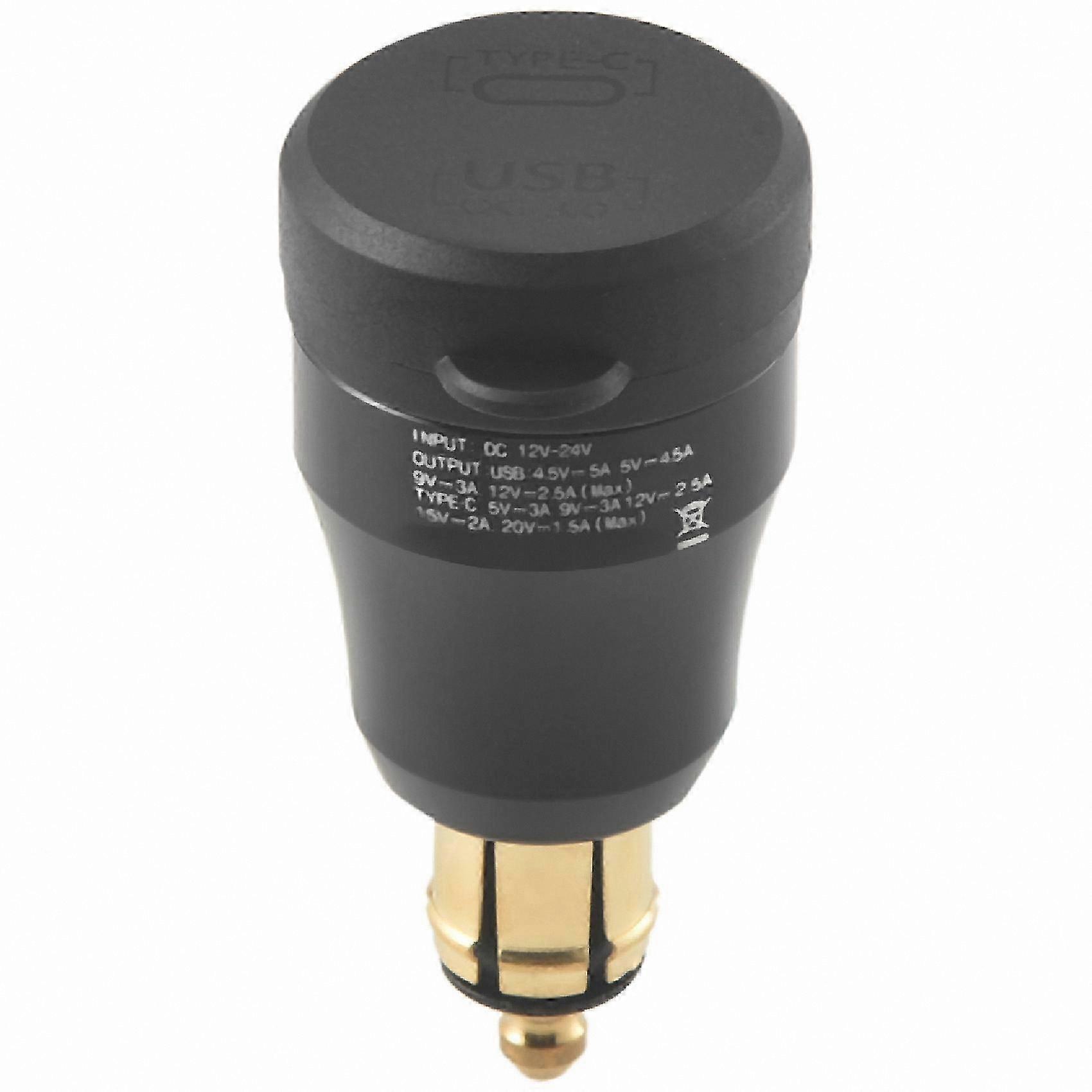 USB Type-C Motorcycle Charger Adapter, Waterproof QC3.0 12V/24V DIN Socket Solution for Bikes and Scooters