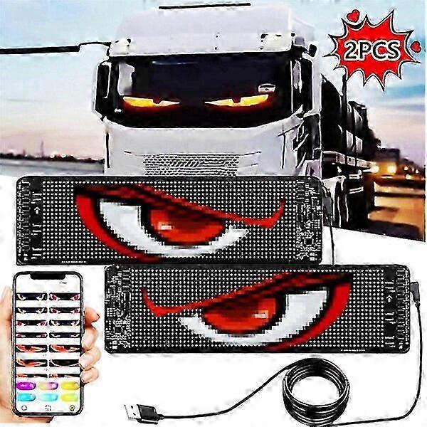 Customizable LED Windshield Eyes 2-Piece Set with Patterns & Text