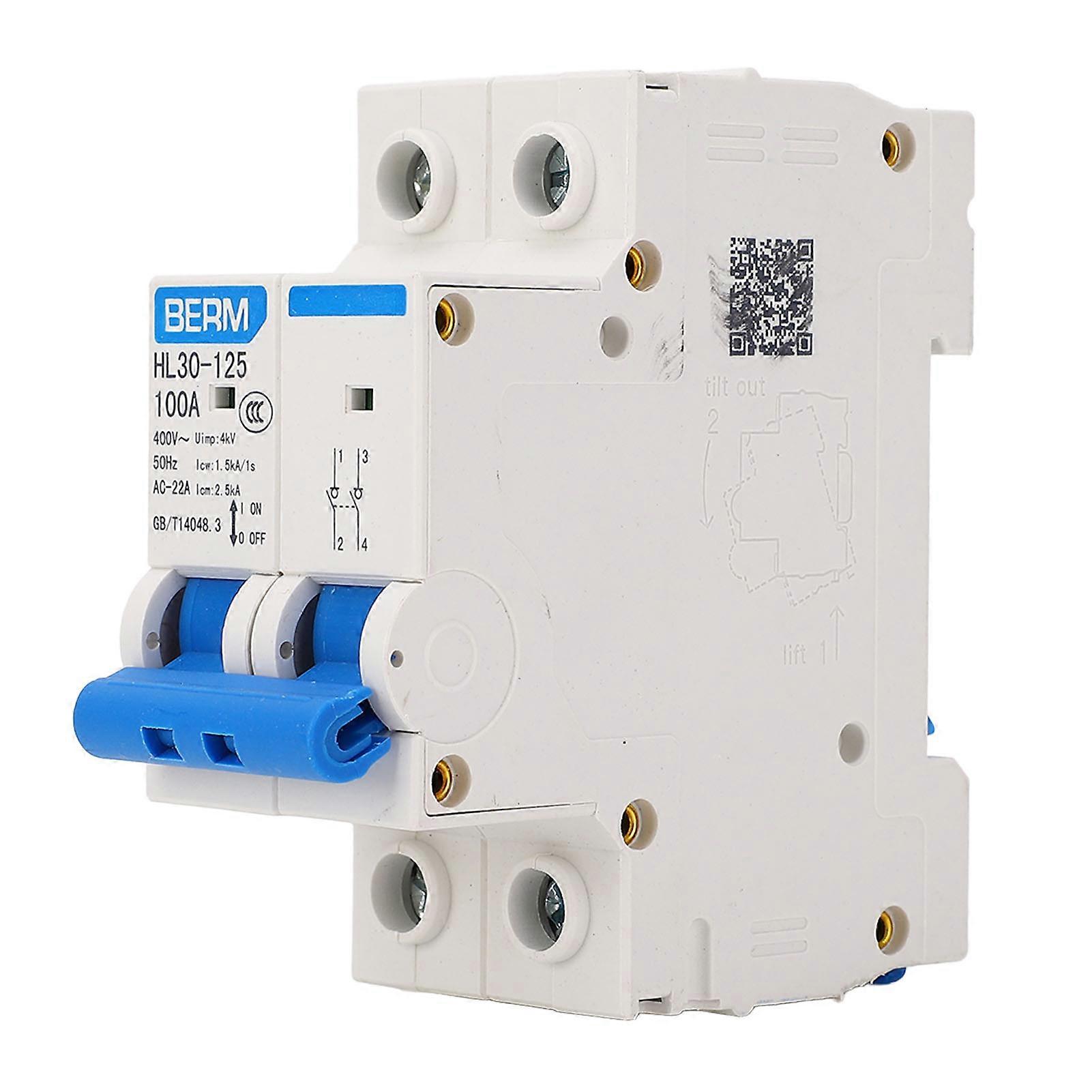 Interrupteur principal 2P HL30 125, disjoncteur d'isolement, mini-disjoncteur ménager, 100 A, 400 V