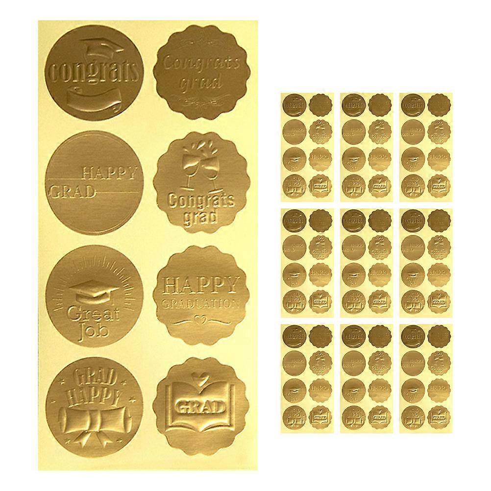 Graduation Stickers Golden Embossed Sealing Stickers for Graduation Party 10 Sheets