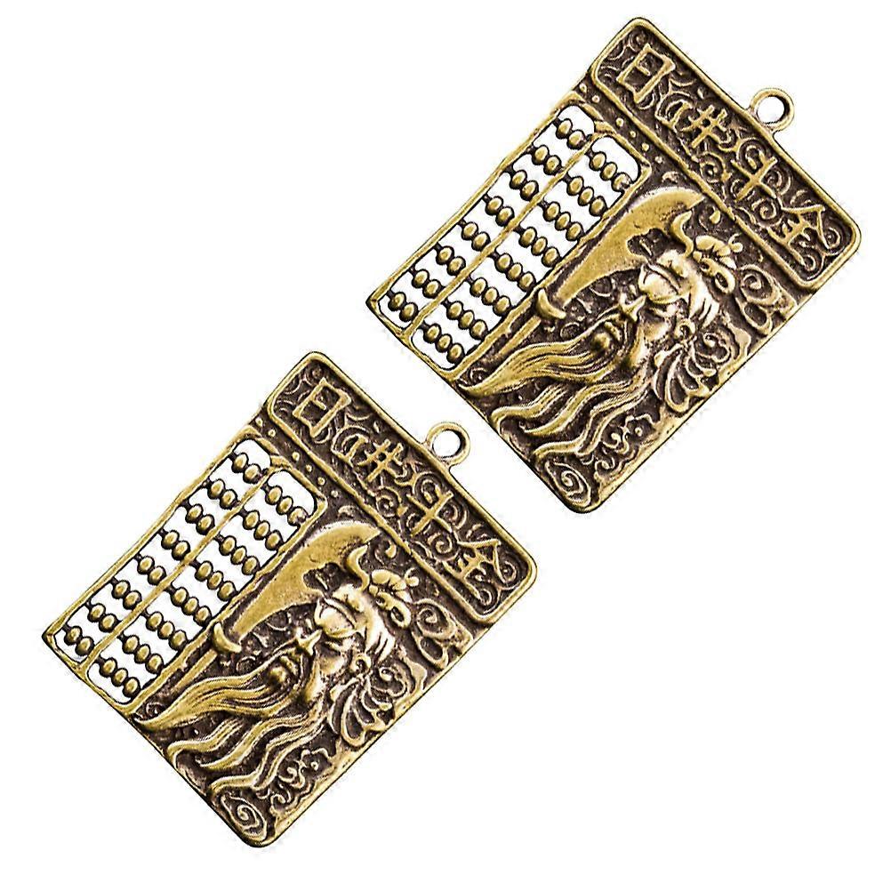 Retro Guan Gong Abacus Pendents for Decorative Use 2Pcs Hanging Pendants