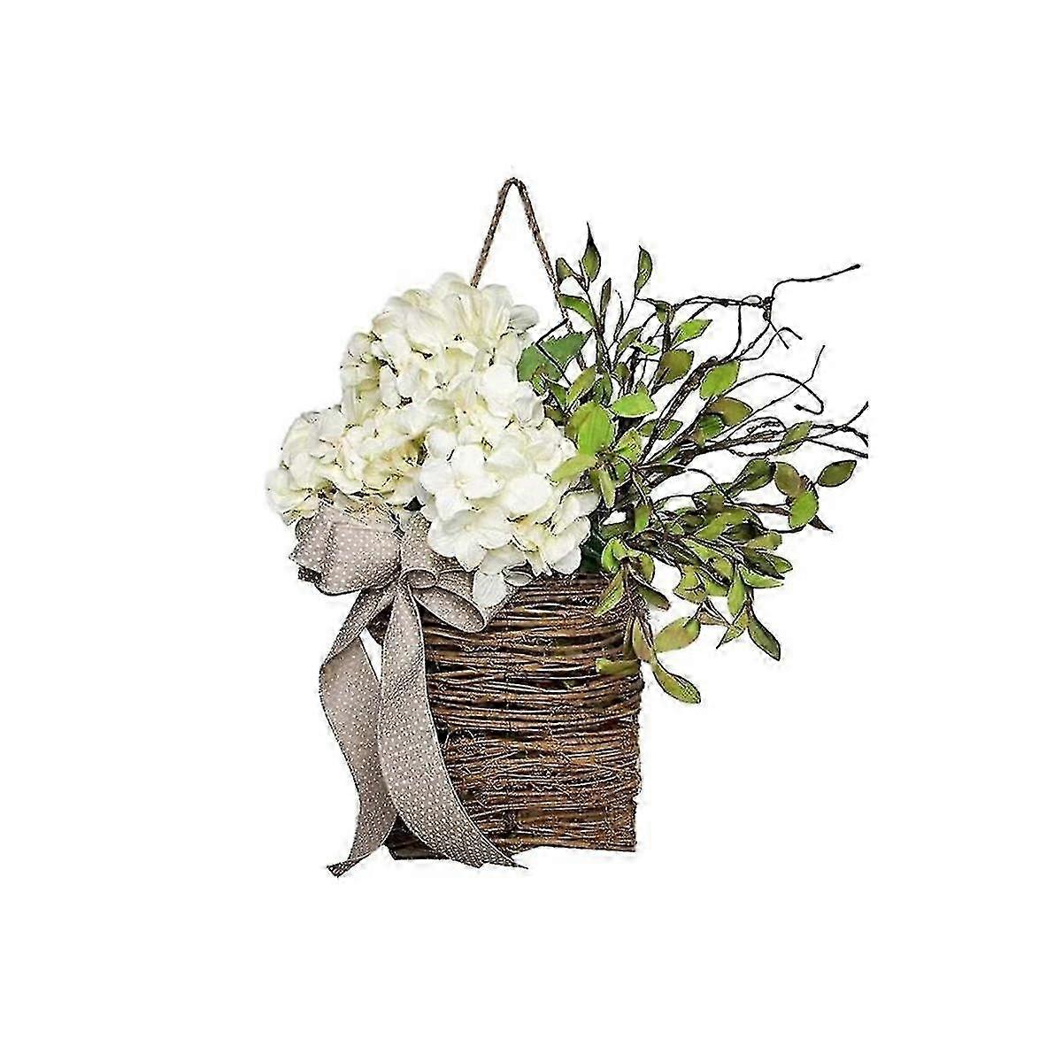 Spring Wildflower Door Hanging Basket Wreath Spring Welcome Sign Easter Day for Front Door, Home De-