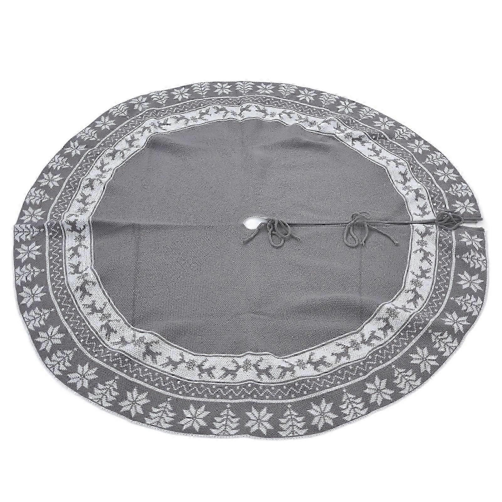 tricotat pom de Crăciun fustă reutilizabilă Crăciun pom stand covoraș protector de podea acasă decorațiuni de petrecere gri