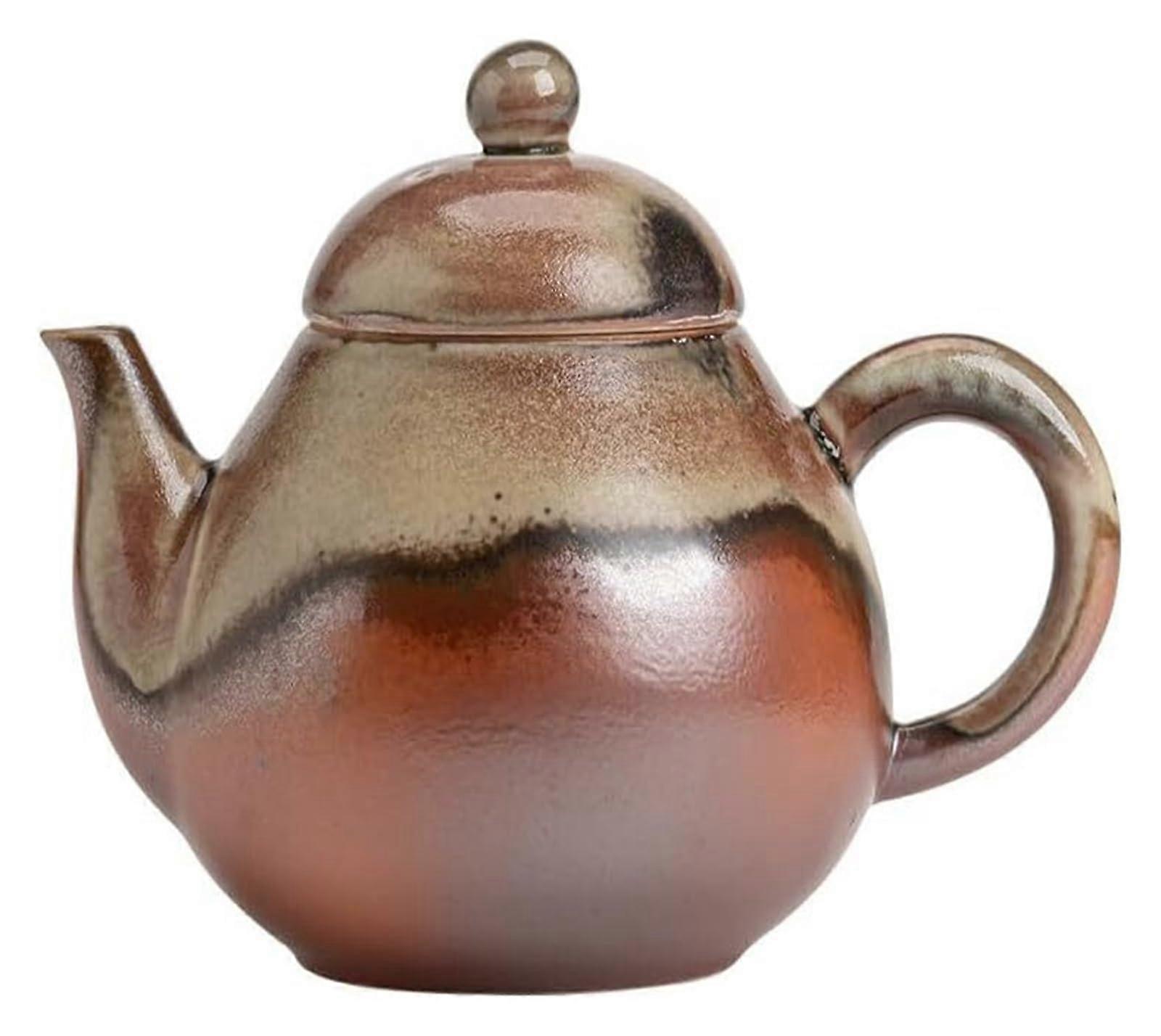 Purple Clay Chinese Ceramic Teapot with Glazed Finish and Ball Filter Handle for Loose Leaf Tea Brewing