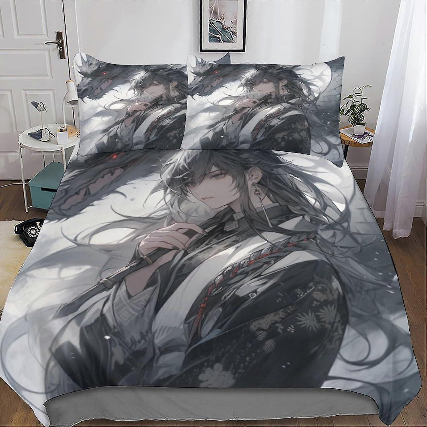 u624 3D Printed Snake Bed Kit with AI Animals Design, Soft Microfibre, 3 Piece Duvet Cover Set, 2 Pillowcase, Hidden Zip, . m624