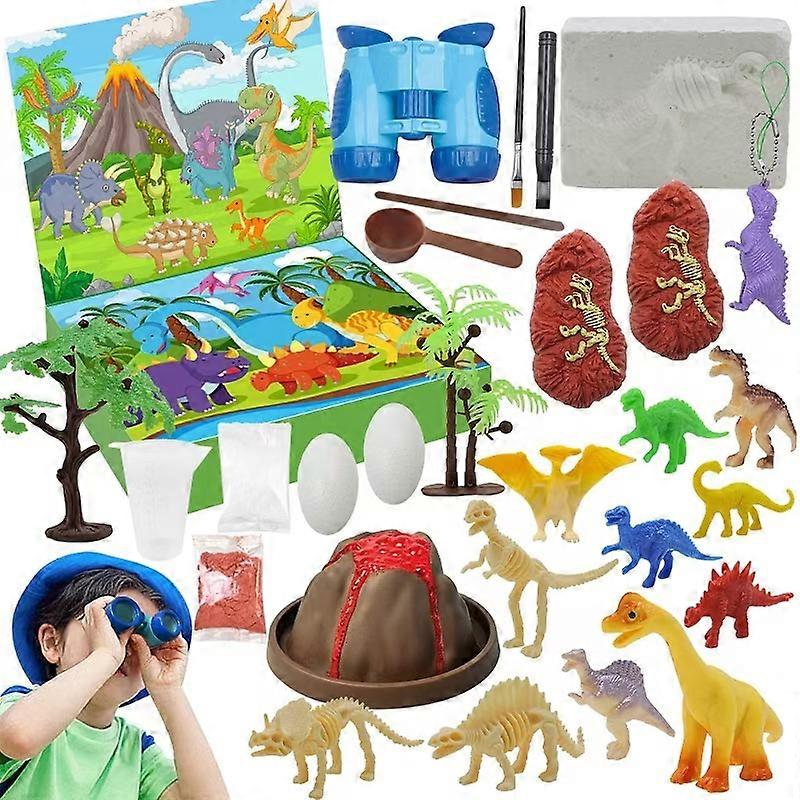 Dinosaur Clay Identification Card Blind Box, Click And Play Toy Car, Triceratops Telescopic Tube Extrusion Countdown Calendar- (603-1）
