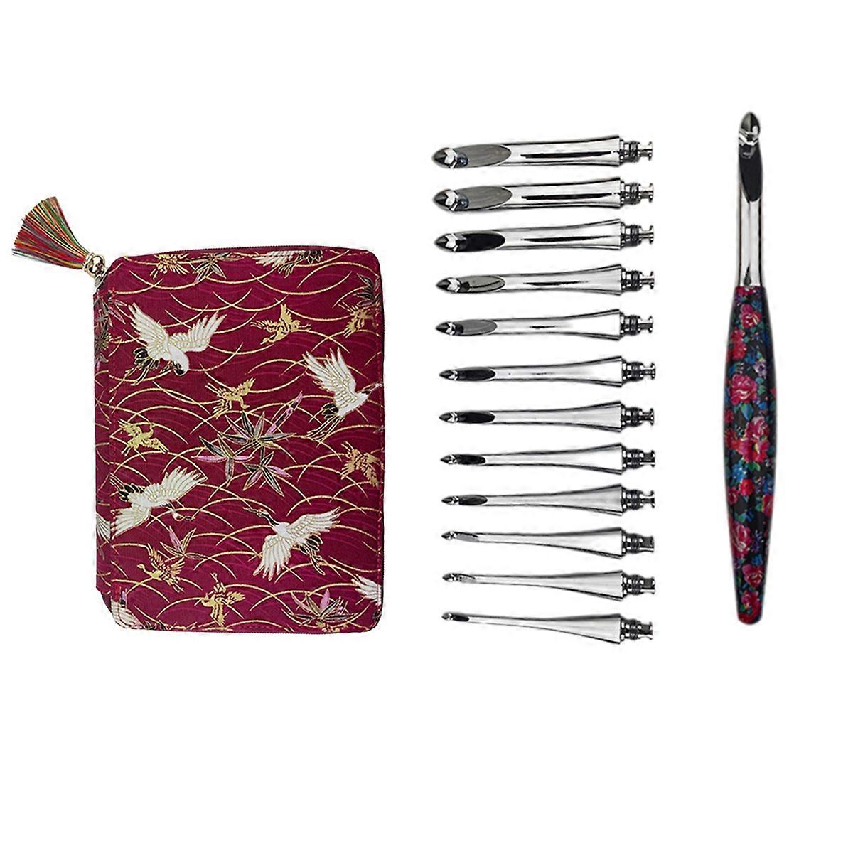 Interchangeable Crochet Hook Set with 12 Hooks - Ergonomic Crochet Hooks Large Handle, Smooth , Croc