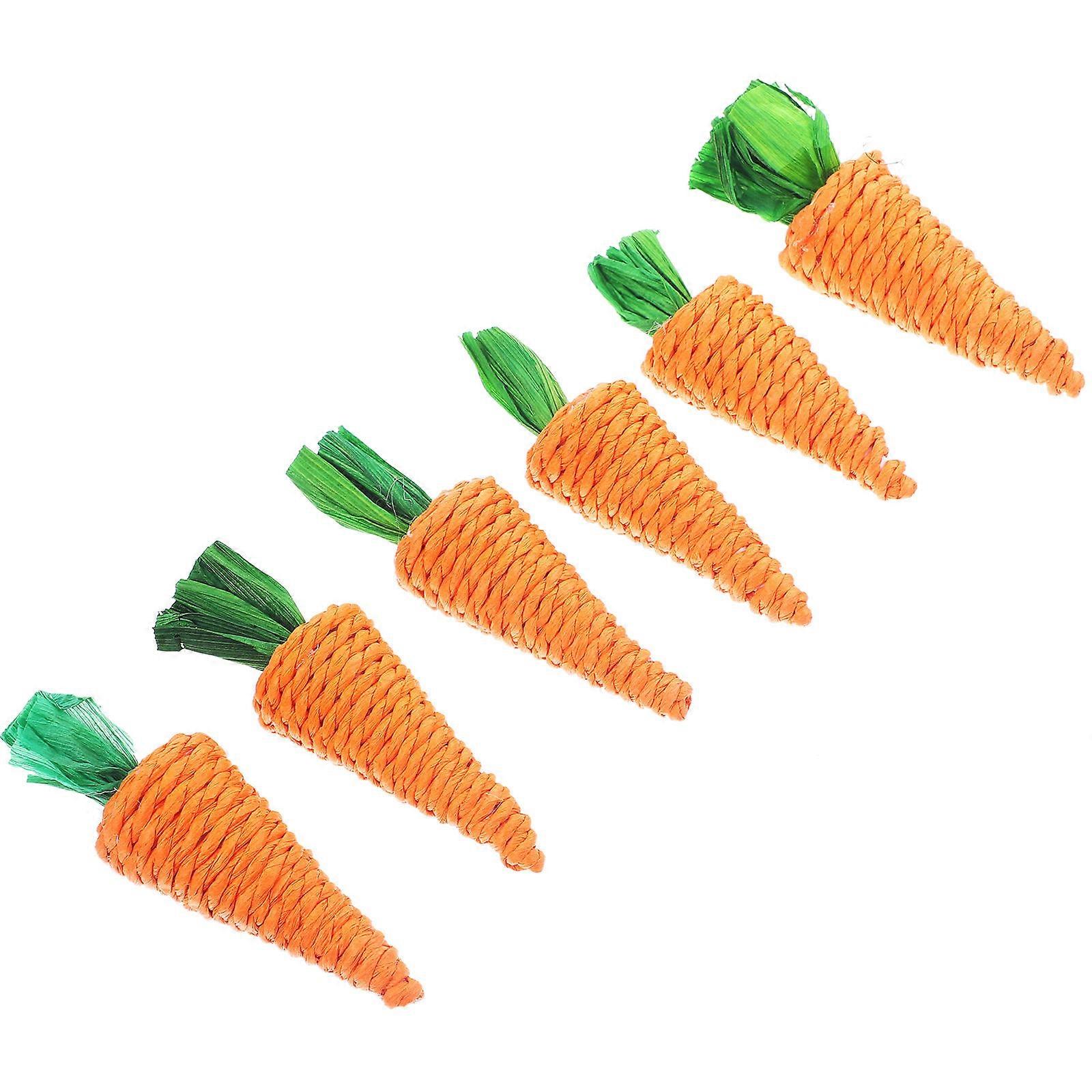 Rabbit Chew Toy 24 Pcs Woven Carrot Teeth Grinding Toy For Pet Playtime Small Furry Animals Orange