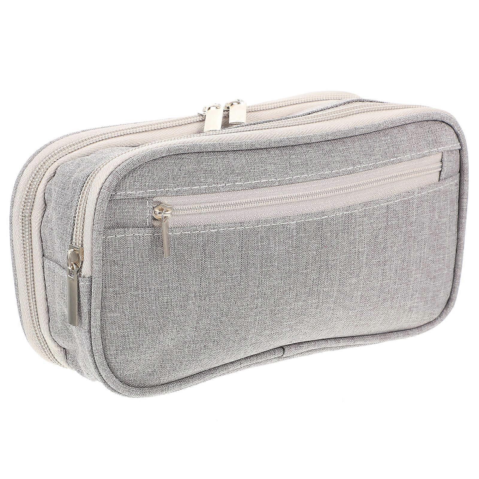 Portable Three-Layers Pencil Pouch For Students And Daily Necessities In Solid Color 3Pcs