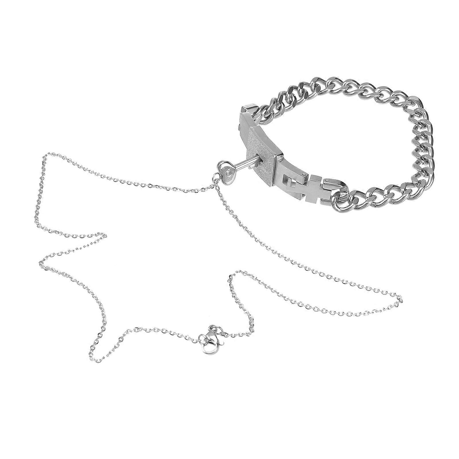 Delicate Bangle Titanium Steel Bracelet for Couples Use 2Pcs Silver