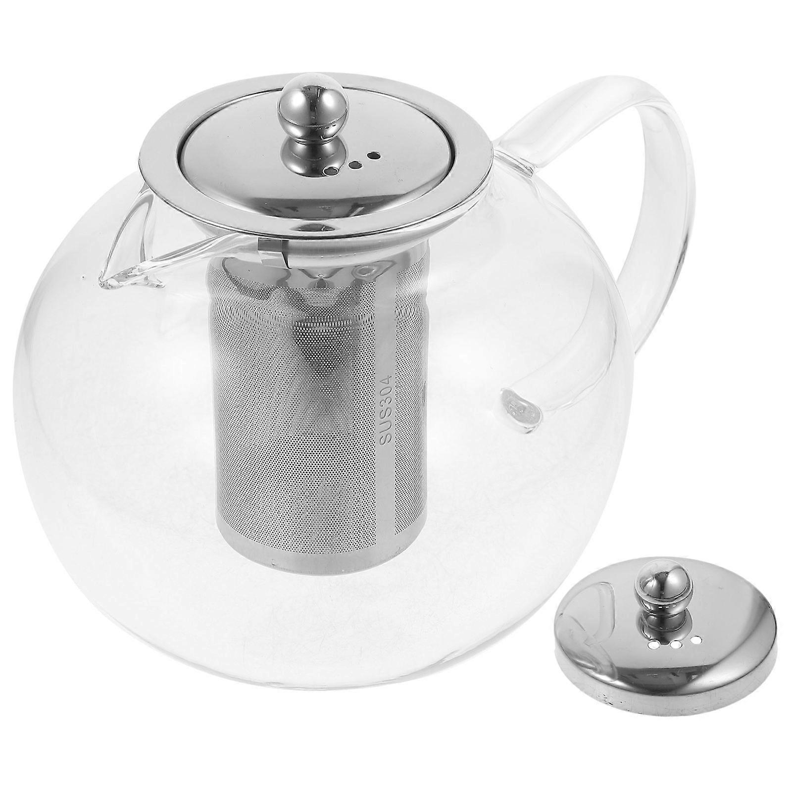 Glass Teapot 1300ml With Strainer And Lid Designed For Gatherings Easy Brewing 2Pcs