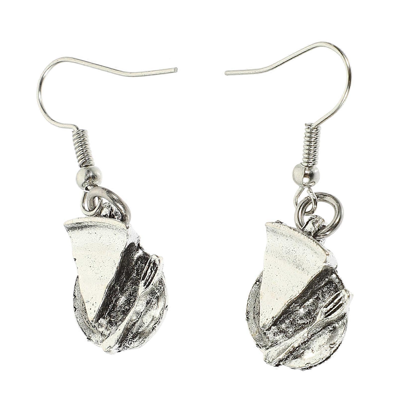 Silver Cake Ear Charm Vintage Style Earring for Decor 4Pairs Set