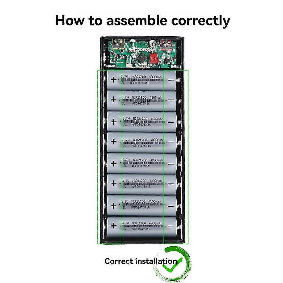 Power Bank DIY Shell Case Battery Charger Box with Lighting Function 8x21700 Battery Shell Storage