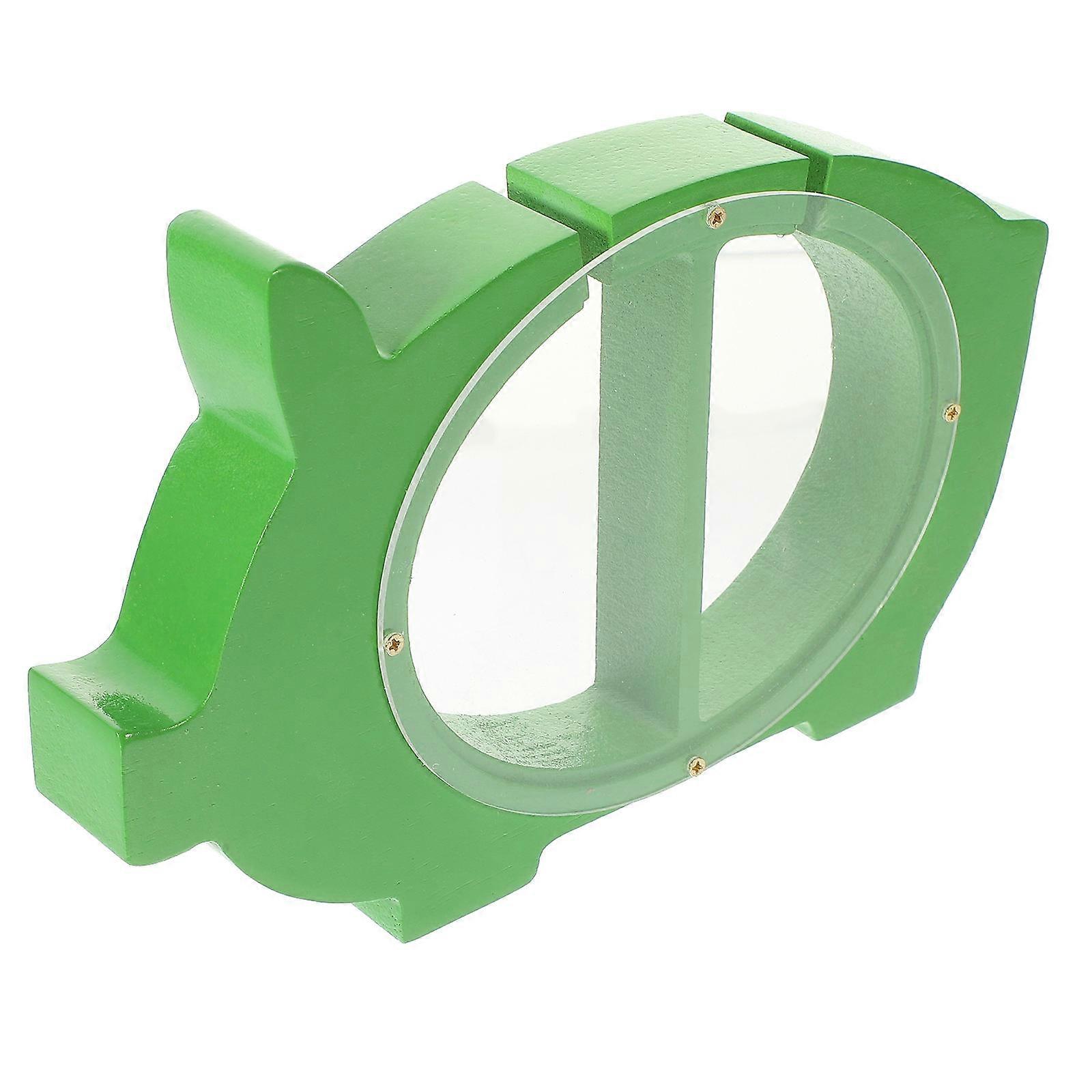 Wooden Piggy Bank Pig Shape for Coin Collection 3Pcs Green Storage Container