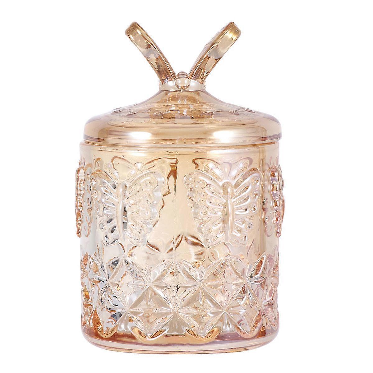 Storage Containers Glass Swab Storage Box for Home 2Pcs Light Brown